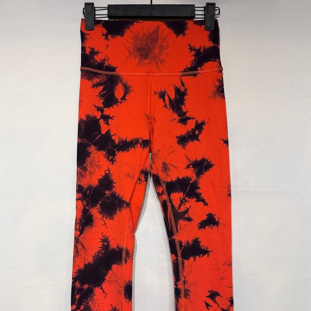 Lululemon Wunder Train High-Rise Crop 21" *Wash Tie Dye Carnation Red Black Sz 6 - Picture 3 of 10